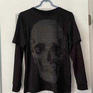 FINAL SALE Gap Fit Long Sleeved Halloween T Shirt Skull/Pumpkins Size XXL